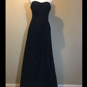 Long black strapless gown